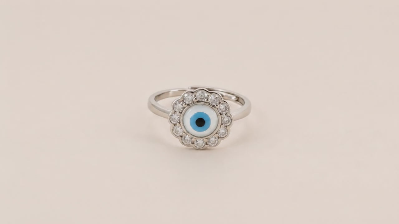 I Spy Studded Evil Eye Adjustable Ring for Women 5