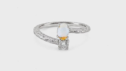 Embelished Adjustable Silver Ring for Women 5