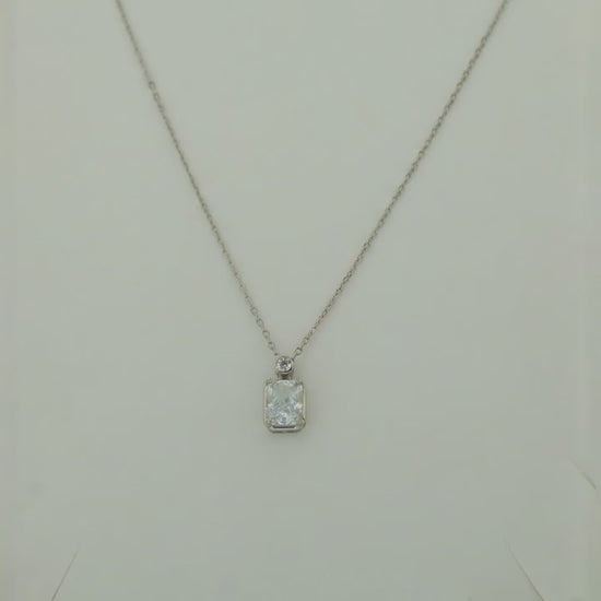Impression White Studded Rhodium Necklace 5