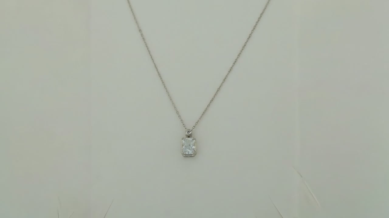 Impression White Studded Rhodium Necklace 5