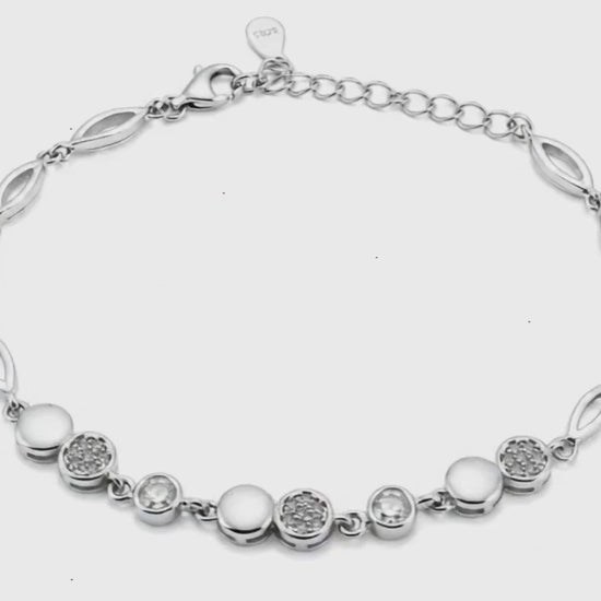 Coupled Studded Rhodium Bracelet for Women 5
