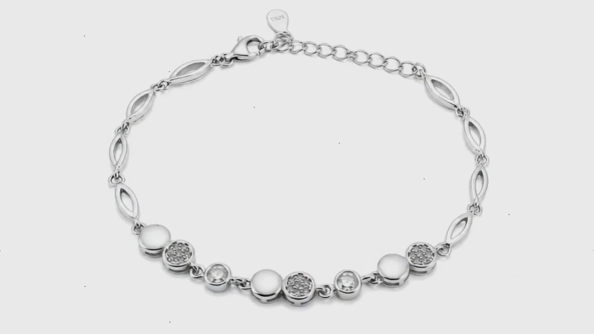 Coupled Studded Rhodium Bracelet for Women 5