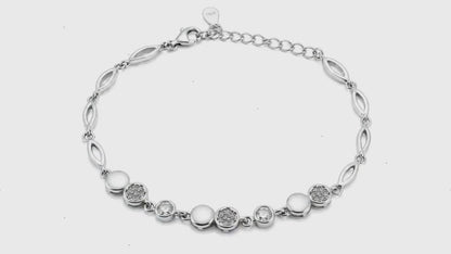 Coupled Studded Rhodium Bracelet for Women 5